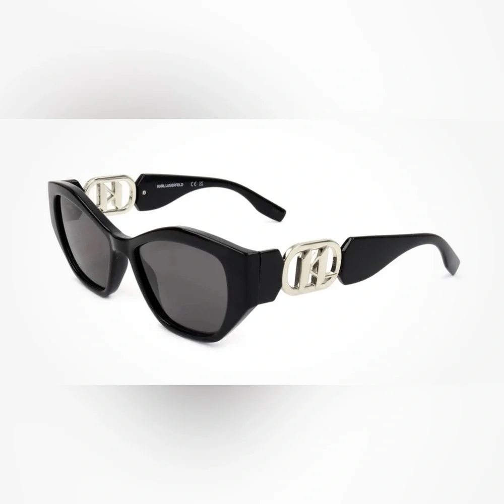 Karl Lagerfeld 6086S Black Modified Cat-Eye Sunglasses NIC